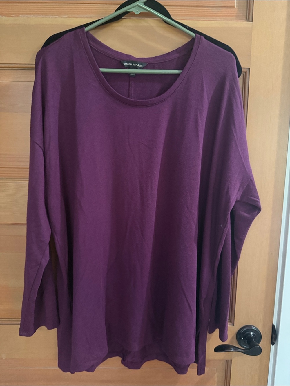 Banana Republic Women's Deep Plum Long-Sleeve Scoop Neck Top